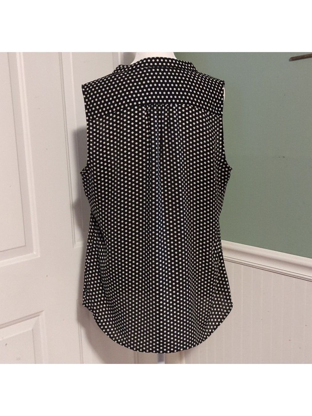 Banana Republic Black Tan Polka Dot Tank Top Size 14 - Picture 7 of 11